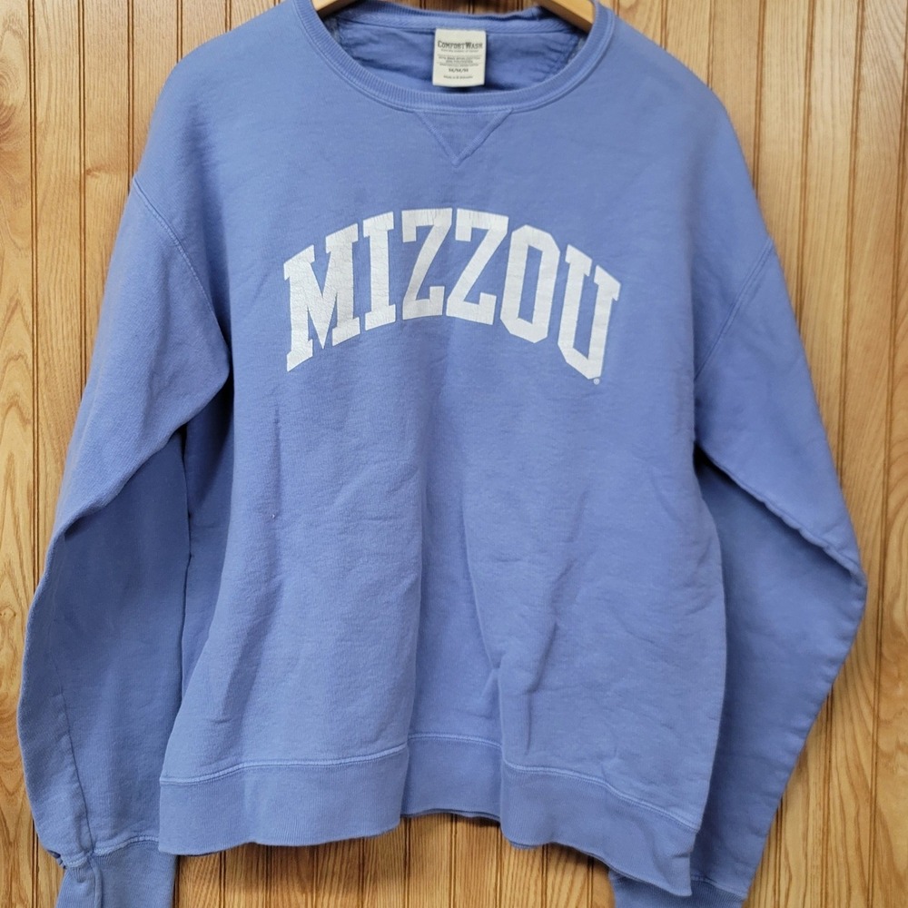 ComfortWash Mizzou Sweatshirt Womens Medium Blue University of Missouri Pullover